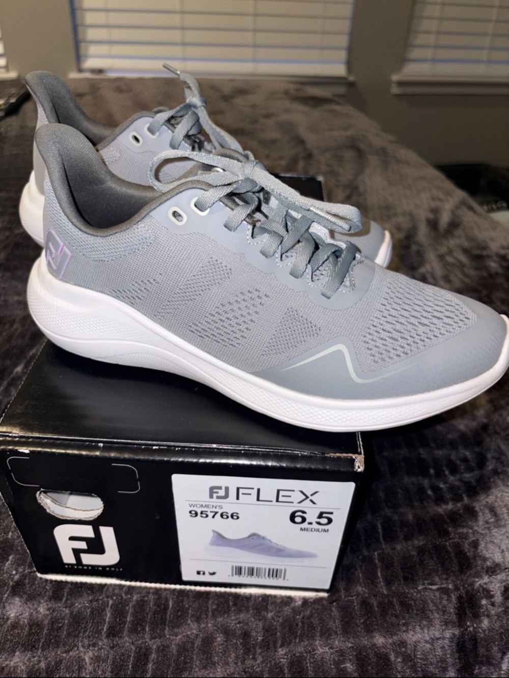 FJ Flex Footjoy Women's Athletic Golf Shoes Sneakers Gray Purple 6.5 Medium